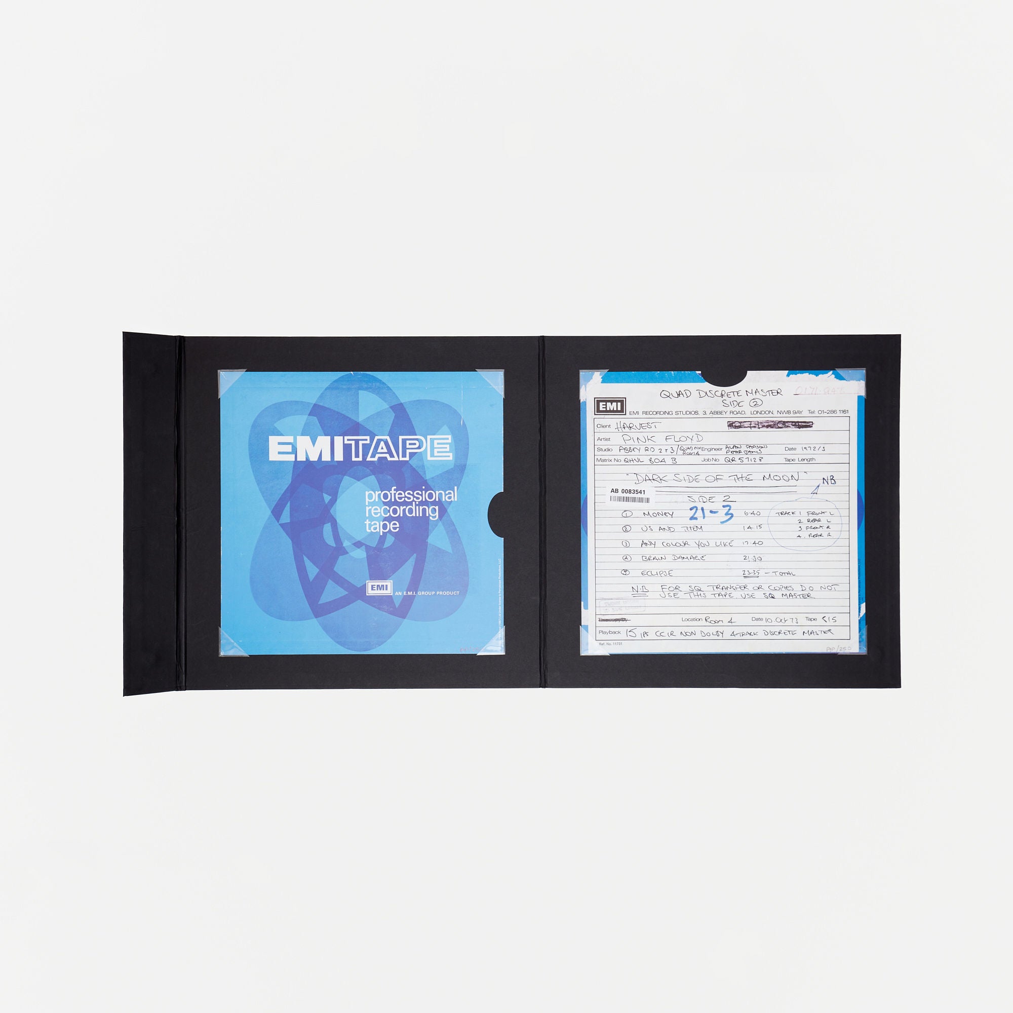 Abbey Road Studios - Pink Floyd The Dark Side of the Moon EMI Tape Box Folio - Side Two