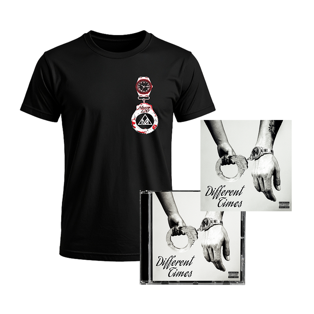 Different Times: CD + Signed Art Card + Mazza_L20 Black T-Shirt